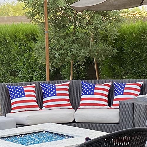 American Flag Pillowcase Memorial Day Decorations Throw Pillow Cover Patriotic 4th of July Pillowcase Home Decor for Sofa Couch Bedroom Livingroom 18x18 inch, Set of 2