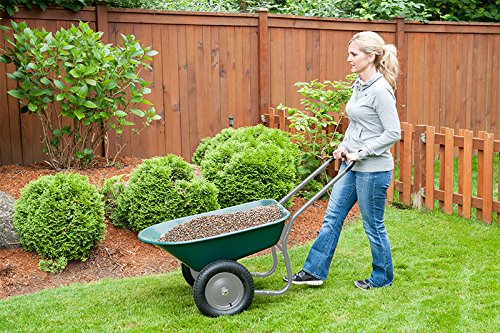 Marathon Dual-Wheel Residential Yard Rover Wheelbarrow and Yard Cart - Green