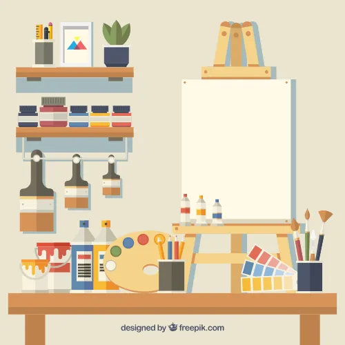 Illustration of art studio