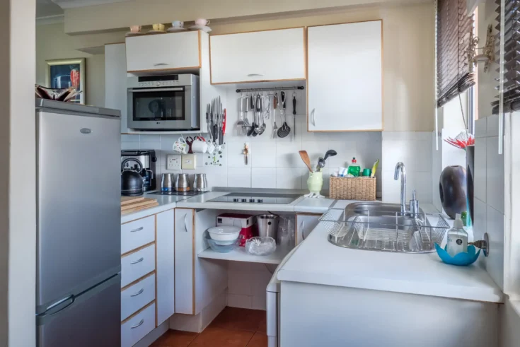 White wooden kitchen cabinet