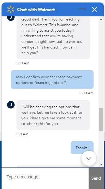 Chat with walmart screenshot 1