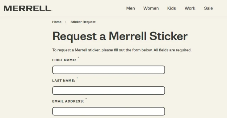 Merrell free stickers screenshot