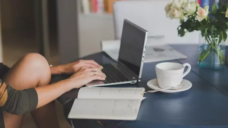 person using laptop