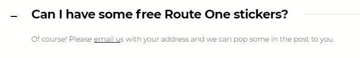 screenshot of Route One free stickers